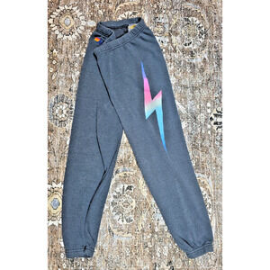 Aviator Nation Bolt Sweatpants Womens Small Heather Gray Rainbow Loungewear